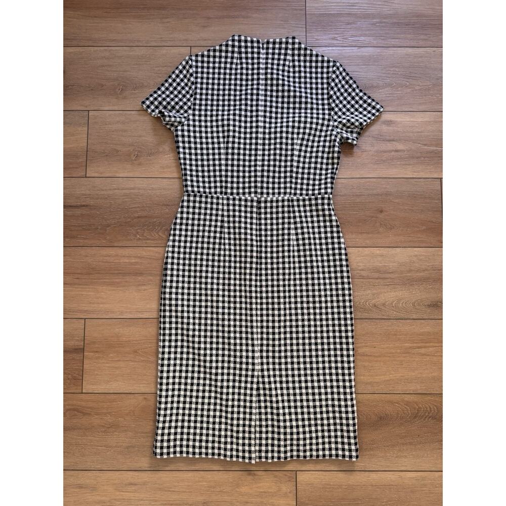 Ann Taylor Black & White Gingham Woven Sheath Dress Size 6 Classic Tailored - Picture 9 of 16